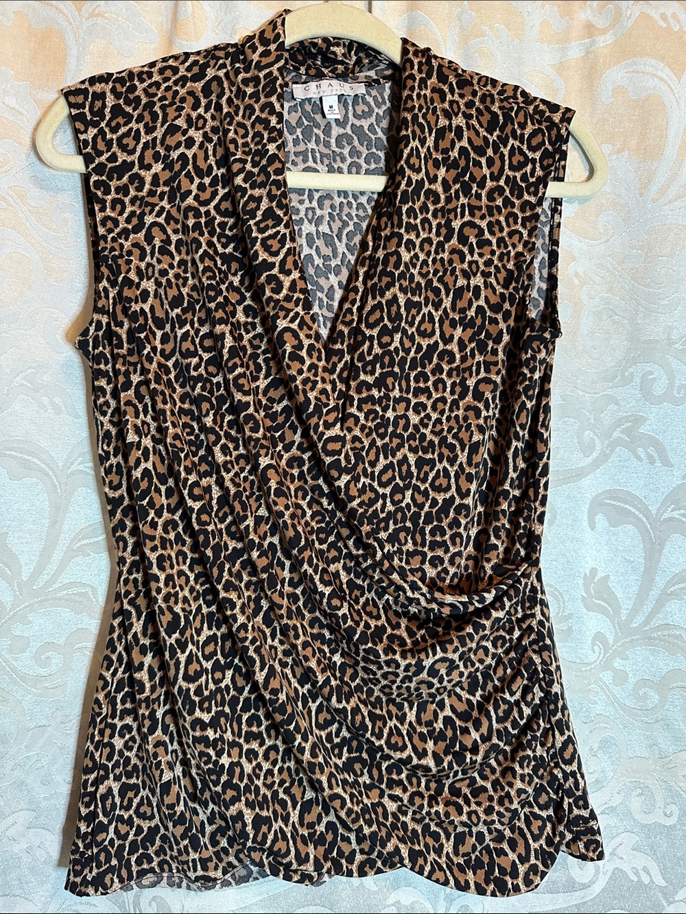 Chaus Leopard Print Sleeveless Drape Cami - Brown & Black
